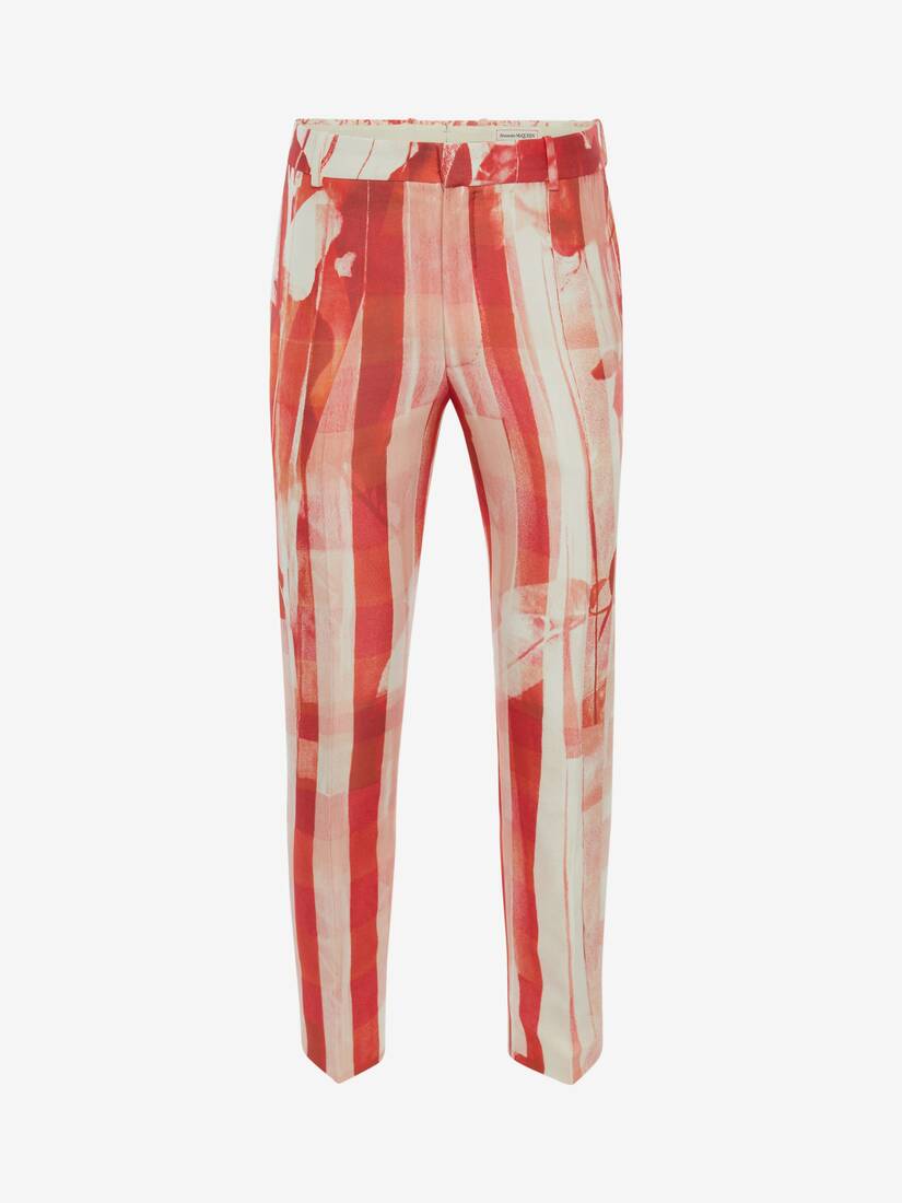 Pantalones Alexander McQueen Trompe-L'œil Printed Cigarette Hombre - Blancos/Rojos - Mexico 712-EYNV